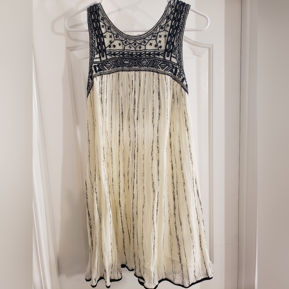 Free People Aztec Bib Dress in Ivory Beaded Embroidered - Picture 3 of 7